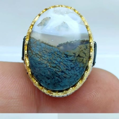 خاتم فضه مع عقيق يماني نادر