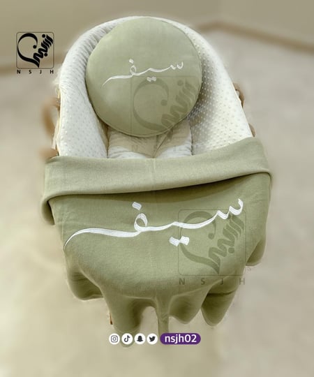 بطانية + وسادة مخمل تطريز