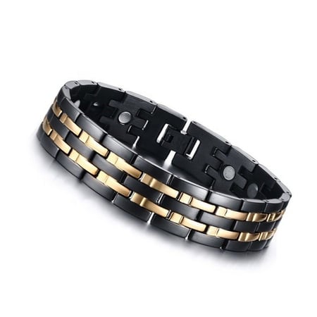 السوار الصحي سوار الطاقة الطبي لتخليص الجسم من الشحنات اسود وذهبي