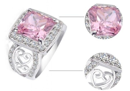 خاتم نسائي مطلي بالفضة ومزين بالزركون الكوبي مقاس 7.25 أمريكي