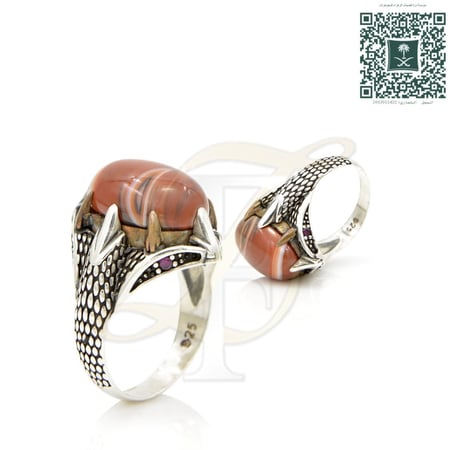 خاتم عقيق فضة عيار 925