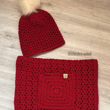 شال بجيوب شتوي قبعة متجر كروشية السعودية هدية الشتاء ترند