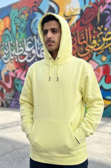 هودي اخضر تفاحي سادة ستايل ستريت وير