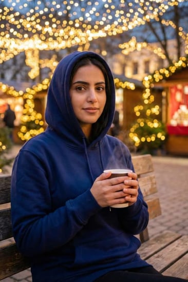 هودي قطن كحلي ماركة فاخرة ملمس ناعم