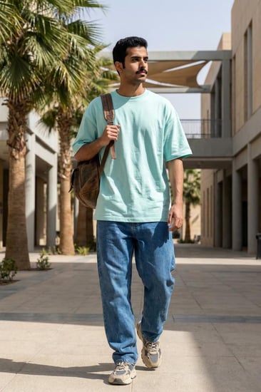 تيشيرت أوفرسايز تيفاني بملمس ورق قطن فخم يضمن متانة الطباعة والألوان