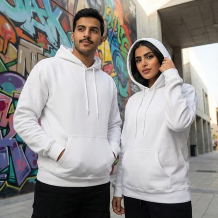 تفاصيل الأساور والياقة المتينة للبلوفر الأبيض