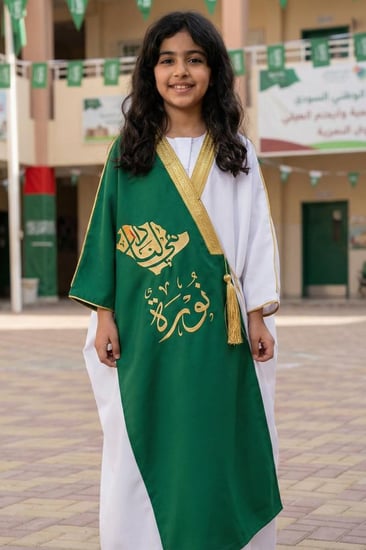 بشت بناتي وطني سادة تصميم لونين أخضر وأبيض بدون طباعة