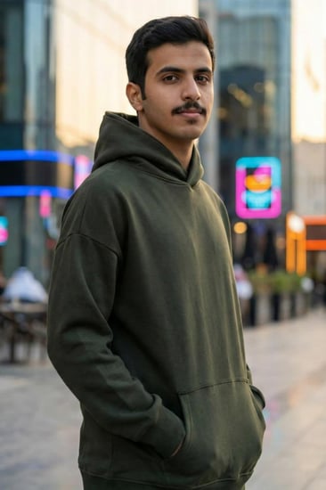 هودي زيتي سادة قطن ثقيل كشخة للشتاء
