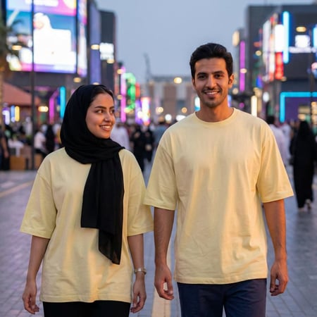 تيشيرت اوفر سايز قطن منقاوي يتميز بلون مشرق وقصة مريحة وفخمة.