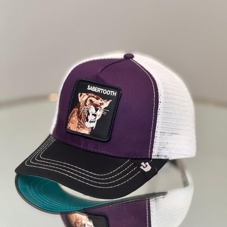 كاب عودي وابيض بطبعة في المنتصف