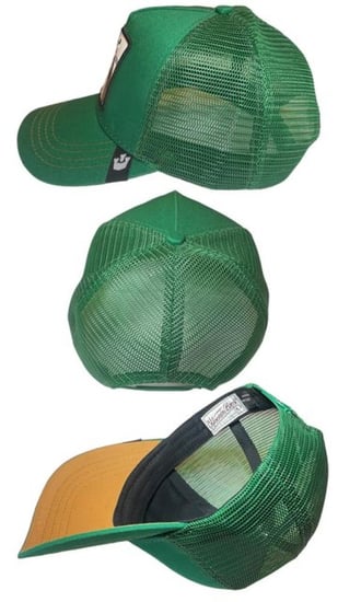 كاب اخضر بطبعة جلد في المنتصف