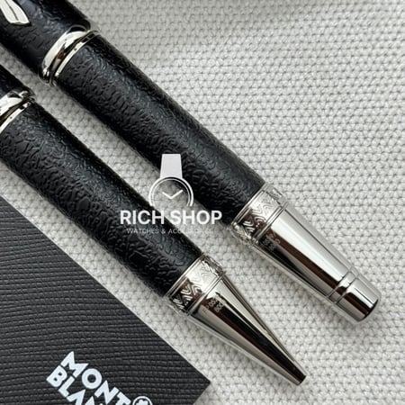 قلم مونت بلانك الجديد اسود على فضي