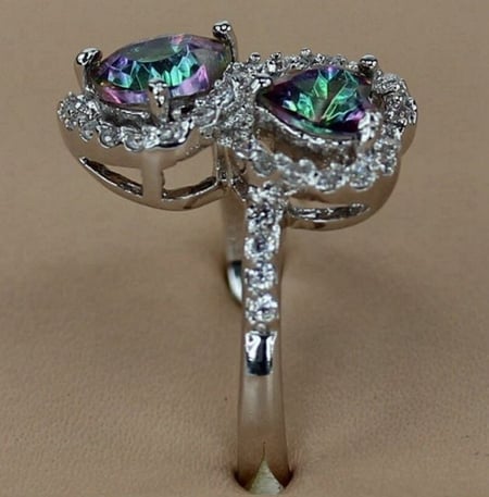 خاتم نسائي مطلي بالفضة ومزين بالزركون مقاس 8 أمريكي