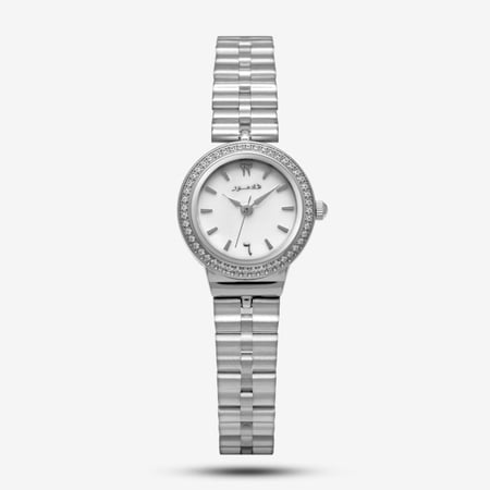 ساعة نسائية بسير ستيل بلون فضي