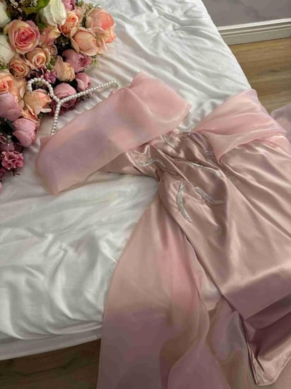 فستان سهره لحمي فاتح