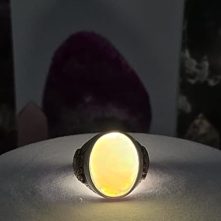 خاتم اوبال اثيوبي طبيعي نقشة الاسد بالنحاس