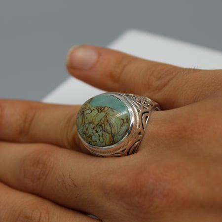 خاتم رجالي بحجر الدم -فضة 950