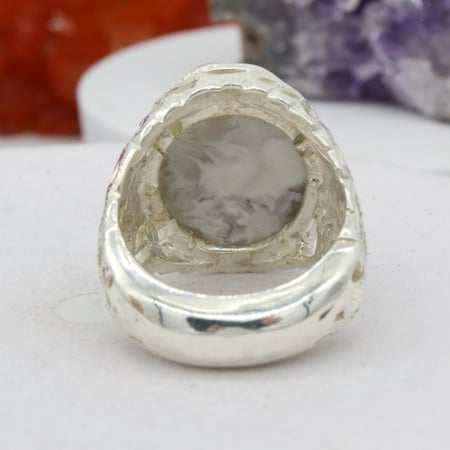 خاتم بحجر العقيق اليماني مصور الطبيعي _فضة 950