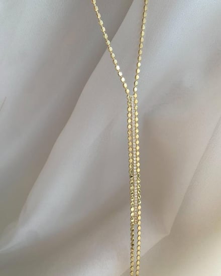 سلسال طويل بتصميم عصري انيق مطلي ذهب عيار ١٤.                  MN-133