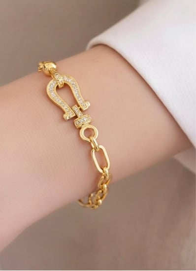 أسوارة نسائية مطلية ذهب عيار 14 – مستوحاة من الفريدو.                            MB-370