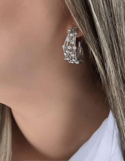 طقم الدوريكا بتصميم الذهب مميز متشابك مع كرات فضية مطلية دقة الذهب .                     MS-066