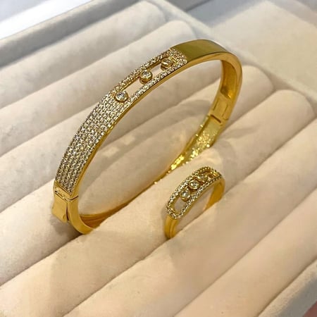 سوار مع خاتم بتصميم مستوحى من ميسيكا مطلي ذهب.                  MB-255