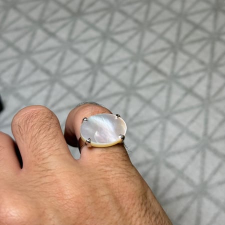 خاتم فضة ملكي مخلب لؤلؤي