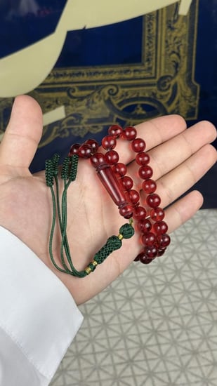سبحة بكلايت عنابي  بكركوشة زيتي