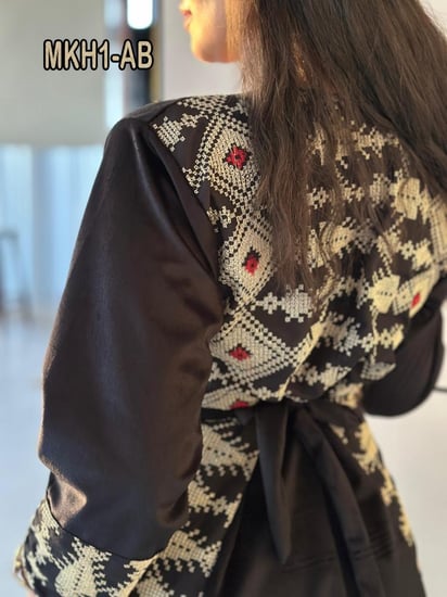 فستان مخمل تطريز فلسطينى مع ربطه راس