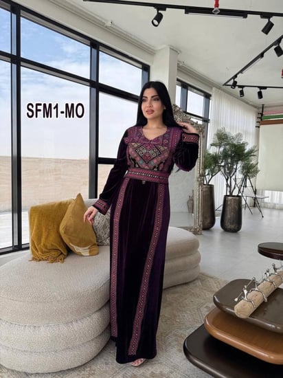 مخمل فلسطيني اقلام تطريز صدر وأكمام