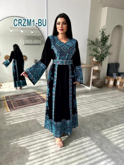 فستان كريب فلسطيني تطريز معينات