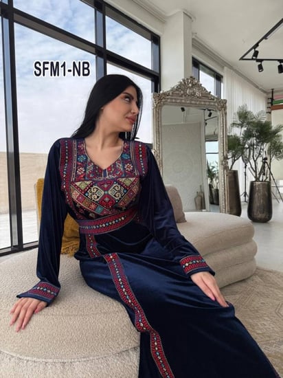 مخمل فلسطيني اقلام تطريز صدر وأكمام