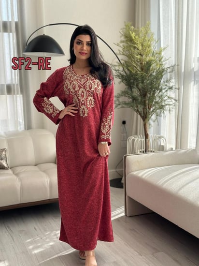 جلابيه صوف تطريز أوراق المازا