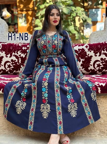 جلابيه تطريز فلسطيني نقش ورود