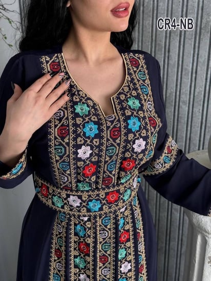 فستان كريب نجمه الماس تطريز فلسطينى