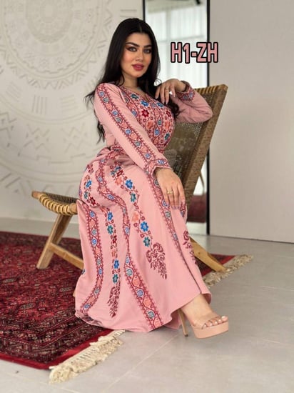 جلابيه تطريز فلسطيني نقش ورود