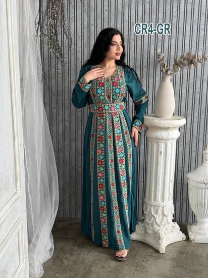فستان كريب نجمه الماس تطريز فلسطينى