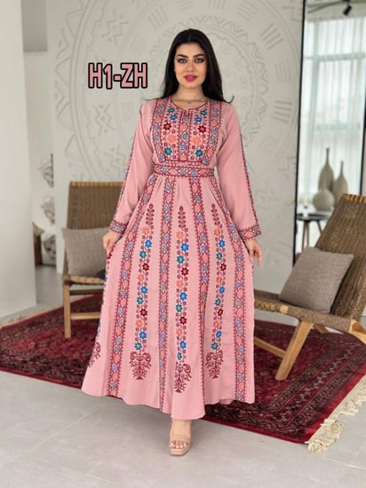 جلابيه تطريز فلسطيني نقش ورود