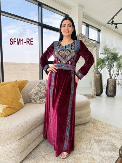 مخمل فلسطيني اقلام تطريز صدر وأكمام