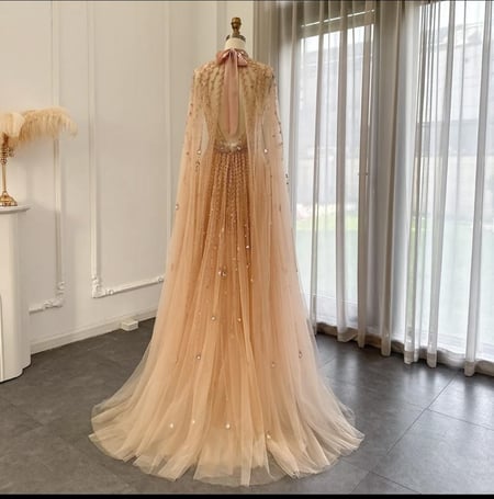 فستان ملكة تطريز يدوي مع شال من سمارا بوتيك-P6