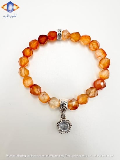 سوار حجر كارنيليان المضلع الطبيعي الكريم .