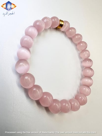 سوار حجر القمر الوردي الطبيعي الكريم .