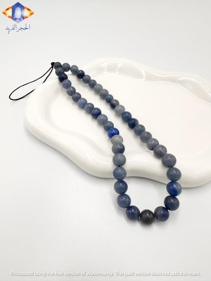 سلسله جوال من حجر الكوارتز الأزرق الطبيعي الملكي الكريم .