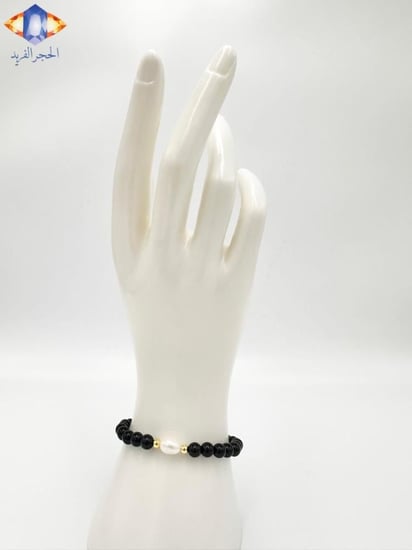 سوار حجرالأونكس (العقيق الأسود )  الكريم الطبيعي .