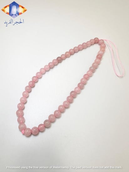 سلسله جوال من حجر الكوارتز الوردي الطبيعي  الكريم  الفاخر .