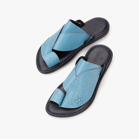 نعال طبي إيطالي من الجلد الازرق السماوي