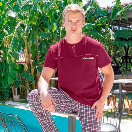 طقم بيجامة من قطعتين تركي خمري هادئ