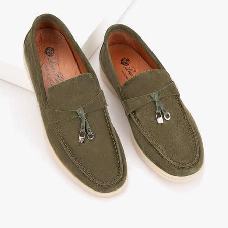 حذاء طبي رسمي من الشامواه الكاكي