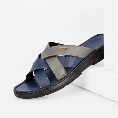 صندل فيكتور كلارك جلد كحلي ورمادي