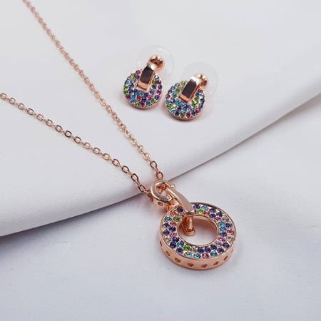 طقم زركون ناعم ذهبي روز مميز